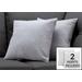 Pillows / Set Of 2 / 18 X 18 Square / Insert Included / Decorative Throw / Accent / Sofa / Couch / Bedroom / Polyester / Hypoallergenic / Grey / Modern - Monarch Specialties I 9295