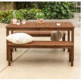 Outdoor Classic Traditional Modern Contemporary Acacia Wood Simple Patio 3-Piece Dining Set in Dark Brown - Walker Edison OW3SDTDB
