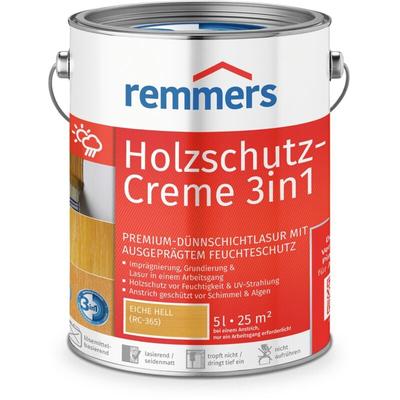 Remmers - Holzschutz-Creme 3in1 eiche hell, 5 Liter, tropffreie Holzlasur für aussen, 3facher Image