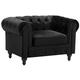 Modern Scroll Velvet Club Chair Tufted Back Black Chesterfield