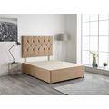 Bed Centre Beige Plush Velvet Fabric Divan Base Plus Matching Headboard and 4 Drawers 3ft 4ft 4ft6 5ft 6ft (5FT (King))