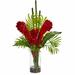Bayou Breeze Artificial Ginger Torch Floral Arrangement in Vase Polyester/Faux Silk/Plastic/Fabric in Red | 21 H x 12 W x 12 D in | Wayfair