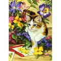 Toland Home Garden Flower Kitty 28 x 40 inch House Flag, Polyester in Black/Yellow | 40 H x 28 W in | Wayfair 102100