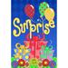 Toland Home Garden Surprise Party 28 x 40 inch House Flag, Polyester in Blue/Orange/Yellow | 40 H x 28 W in | Wayfair 1010135