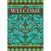 Toland Home Garden Damask Welcome 28 x 40 inch House Flag, Polyester in Brown/Green | 40 H x 28 W in | Wayfair 1010999