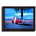 DiaNoche Designs 'The Red Bus' Framed Acrylic Painting Print on Wrapped Canvas in Blue/White/Yellow | 25.75 H x 37.75 W x 1 D in | Wayfair