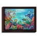 DiaNoche Designs 'Coral Reef' Framed Graphic Art Print on Wrapped Canvas in Blue/Green/Pink | 25.75 H x 37.75 W x 1 D in | Wayfair