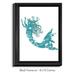 DiaNoche Designs 'Mermaid' Framed Graphic Art on Wrapped Canvas in Blue/White | 25.75 H x 19.75 W x 1 D in | Wayfair