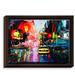 DiaNoche Designs 'Faces of the City cxvi' Framed Acrylic Painting Print on Wrapped Canvas in Black/Orange/Red | 17.75 H x 21.75 W x 1 D in | Wayfair