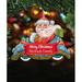 The Holiday Aisle® Merry Christmas Santa Shaped Wood Ornament Wood in Blue/Brown | 5 H x 5 W x 1 D in | Wayfair 3B817FD2DF984275A8FB81E256A15B48