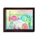 DiaNoche Designs 'Buck & Wanda' Framed Watercolor Painting Print on Wrapped Canvas in Blue/Green/Pink | 17.75 H x 13.75 W x 1 D in | Wayfair