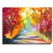 DiaNoche Designs 'The Road Less Traveled' by Jessilyn Park Painting Print on Wrapped Canvas in Blue/Green/Indigo | 12 H x 16 W x 1 D in | Wayfair