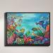 DiaNoche Designs 'Coral Reef' Framed Graphic Art Print on Wrapped Canvas in Blue/Green/Pink | 31.75 H x 41.75 W x 1 D in | Wayfair