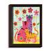 DiaNoche Designs 'Cat Family' Framed Graphic Art on Wrapped Canvas in Indigo/Orange/Pink | 41.75 H x 31.75 W x 1 D in | Wayfair