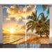 East Urban Home Scenery Tropic Sandy Beach w/ Horizon at Sunset & Coconut Palm Trees Summer Photo Graphic Print | 108 H in | Wayfair