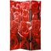 East Urban Home 48" W x 70.88" H 3- Panel Folding Room Divider Wood/Canvas in Brown/Pink/Red | 70.88 H x 48 W x 1 D in | Wayfair