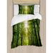 East Urban Home Forest Summer Trees Upward View w/ Sunrays Leaking from Branches Nature Image Duvet Cover Set Microfiber | Twin | Wayfair