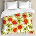 East Urban Home Fruit Sweet Yummy Ornate Cherry & Leaves Pattern Fresh Food Fun Art Picture Duvet Cover Set Microfiber in Green/Red | Queen | Wayfair