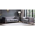 Everly Quinn Kittleson Classic Nailhead Chesterfield 2 Piece Living Room Set Velvet, Wood in Gray | 30.5 H x 83 W x 33 D in | Wayfair Living Room Sets