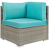 Havenside Home Bocabec Fabric Outdoor Patio Corner by Modway Wicker/Rattan in Blue | 34 H x 30 W x 30 D in | Wayfair EEI-2956-LGR-TRQ