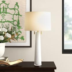 Gabby Margaret 31" Table Lamp Alabaster/Linen/Metal in Gray/White/Yellow | 31 H x 15 W x 15 D in | Wayfair SCH-153715