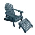 Dovecove Crotty Folding Adirondack Chair w/ Ottoman Plastic/Resin in Blue | 34 H x 29.4 W x 56 D in | Wayfair D6CA01A209BE431A8186588465FFA7D9