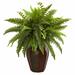World Menagerie Boston Fern Desktop Foliage Plant in Decorative Vase Silk/Wood/Plastic in Brown | 20 H x 14 W x 14 D in | Wayfair
