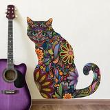 My Wonderful Walls Sitting Cat Left Facing Sticker Wall Decal Canvas/Fabric in Black/Red | 24.5 H x 22 W in | Wayfair 181c-stick-42
