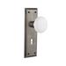 Nostalgic Warehouse New York Plate w/ Decorative Keyhole & White Porcelain Door Knob Porcelain/Brass in Gray | 7 H x 2.25 W in | Wayfair 704632