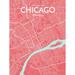 OurPoster.com 'Chicago City Map' Graphic Art Print Poster in Maritime Paper in Blue/Pink | 27.56 H x 19.69 W x 0.05 D in | Wayfair OP-ORDD03EN