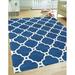 Blue/Navy 60 x 0.25 in Area Rug - Pasargad Geometric Handmade Tufted Wool Navy/White Area Rug Wool | 60 W x 0.25 D in | Wayfair PBW-820 5X8