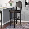 Red Barrel Studio® Caldwell Counter/Bar Stool Wood/Upholstered/Leather in Brown | 39.25 H x 18 W x 16 D in | Wayfair