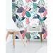 Bay Isle Home™ Arballo Removable Painted Tropical Exotic Leaves 6.25' L x 25" W Peel & Stick Wallpaper Roll Vinyl in Blue/White | 25 W in | Wayfair
