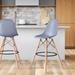 Wade Logan® Azanae 27.6" Bar Stool w/ Wooden Legs Wood/Plastic/Acrylic in Gray/Black | 43.3 H x 18.1 W x 19.7 D in | Wayfair