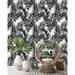 Wrought Studio™ Woodworth Removable Tropical Leave 6.25' L x 25" W Peel & Stick Wallpaper Roll Vinyl in Black/Gray | 25 W in | Wayfair