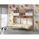 Latitude Run® Ciel Low Profile Storage Murphy Bed w/ Mattress Wood & Metal/Metal in Brown/White | 83.9 H x 47.6 W x 76.4 D in | Wayfair