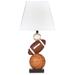 Zoomie Kids Kristofer 23.63" Brown Table Lamp Resin/Fabric in Brown/White | 23.63 H x 11.69 W x 11.69 D in | Wayfair ZMIE1289 27720375