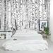 Wallums Wall Decor Snow Covered Birch Tree 8' x 144" 3 Piece Wall Mural Fabric in Gray | 144 W in | Wayfair 497098590-144x96