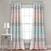 Elephant Stripe Room Darkening Window Curtain Panels Turquoise/Pink 52x84+2 Set - Half Moon 16T002247