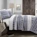 Hygge Geo Quilt Navy/White 3Pc Set Full/Queen - Lush Decor 16T003000