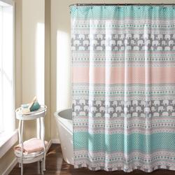 Elephant Stripe Shower Curtain Turquoise/Pink 72x72 - Lush Decor 16T000122