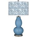 Color Plus Double Gourd 29 1/2" Gardenia Shade Secure Blue Table Lamp