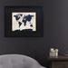 World Menagerie 'World Map -Navy' Framed Graphic Art Print on Canvas in Black/Gray | 11 H x 14 W x 0.5 D in | Wayfair