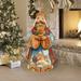 The Holiday Aisle® King Balthasar Wooden Free Standing Lawn Art Wood in Blue/Brown/Orange | 32 H x 20 W x 0.5 D in | Wayfair