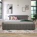 CosmoLiving by Cosmopolitan Elizabeth Tufted Upholstered Low Profile Storage Platform Bed Metal in Gray/Brown | 38 H x 78.5 W x 85 D in | Wayfair