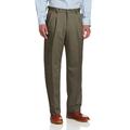 Haggar Men's Cool 18 Hidden Expandable Waist Pleat Front Pant- Regular and Big & Tall Sizes - Brown - 36W x 29L