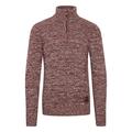 Solid Philostrate Men's Jumper Chunky Knit Pullover Troyer Made of 100% Cotton with Zipper, Size:3XL, Colour:Wine Red Melange (8985)