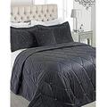 Riva Paoletti New Diamante Bedspread Set - Pewter Grey - Diamante Crystal Sequins - Quilted Geometric Design - 2 x Pillow Shams Included - 100% Polyester - 220 x 240cm (87" x 94" inches)