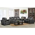 Red Barrel Studio® Lidiya 3 Piece Leather Living Room Set Leather Match in Black | 36 H x 87 W x 37 D in | Wayfair Living Room Sets