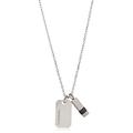 Diesel Necklace for Men Double Pendant, 50cm+5cm Silver Stainless Steel Necklace, DX1156040